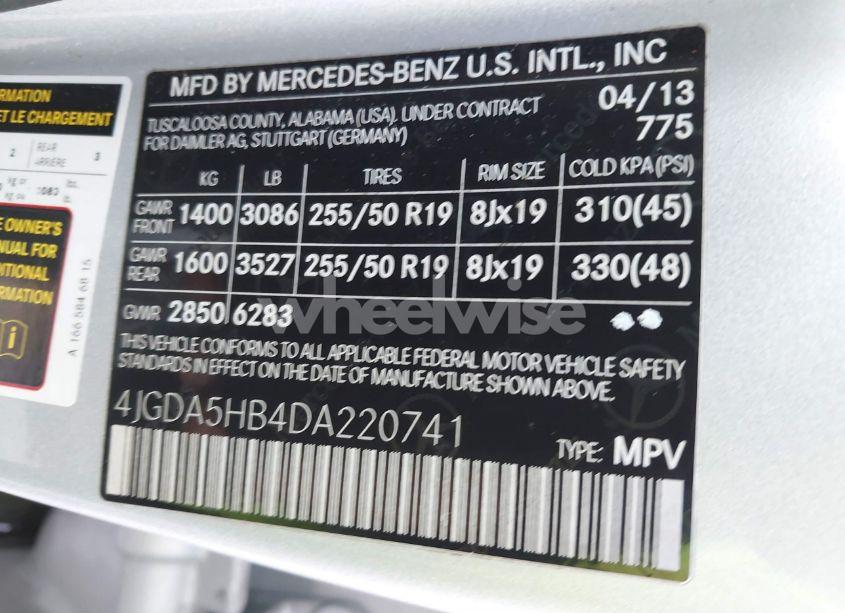 Photo 9 of 2013 Mercedes-benz Ml 350 4MATIC (VIN 4JGDA5HB4DA220741)