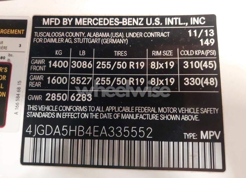 Photo 9 of 2014 Mercedes-benz Ml 350 4MATIC (VIN 4JGDA5HB4EA335552)