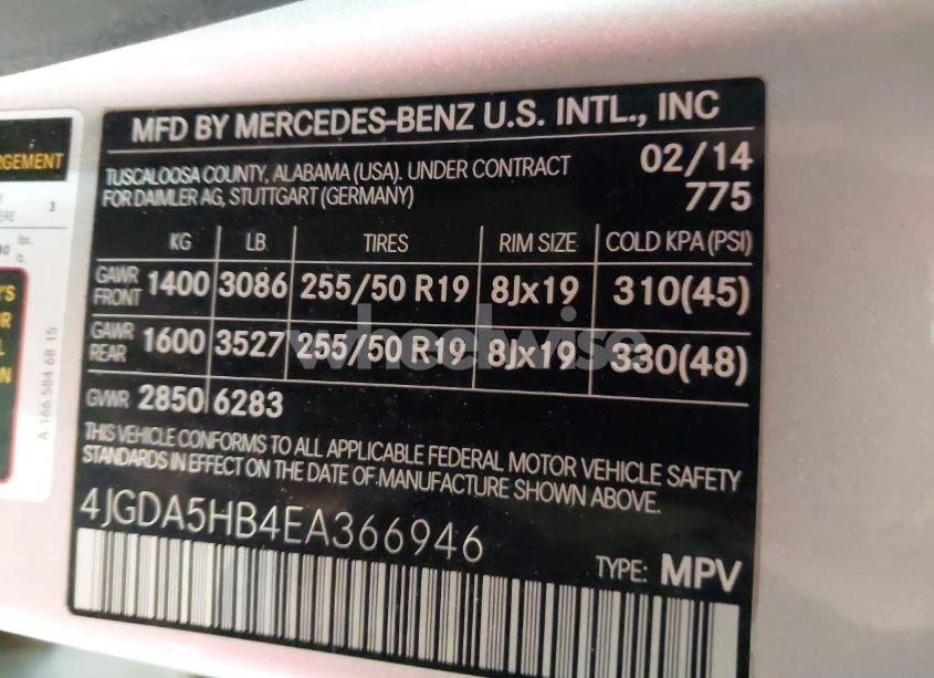 Photo 9 of 2014 Mercedes-benz Ml 350 4MATIC (VIN 4JGDA5HB4EA366946)