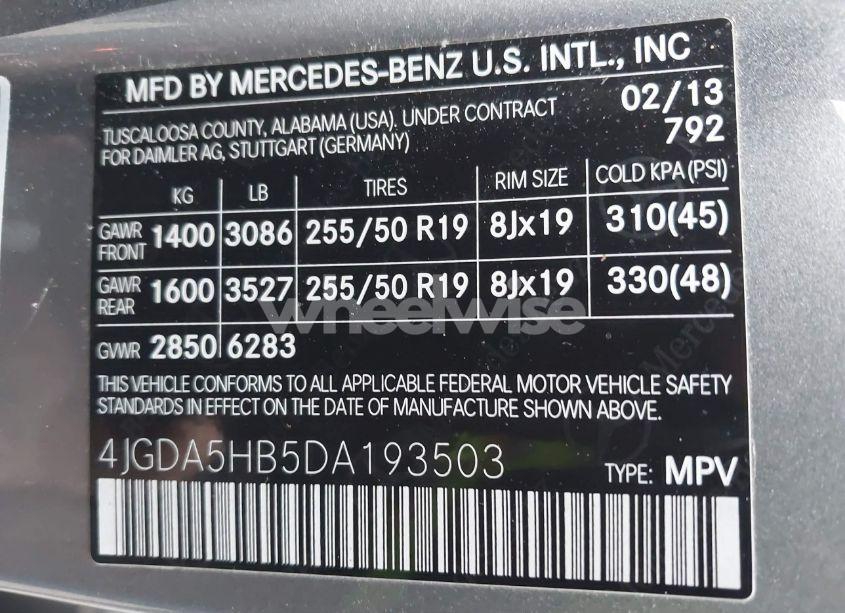 Photo 9 of 2013 Mercedes-benz Ml 350 4MATIC (VIN 4JGDA5HB5DA193503)