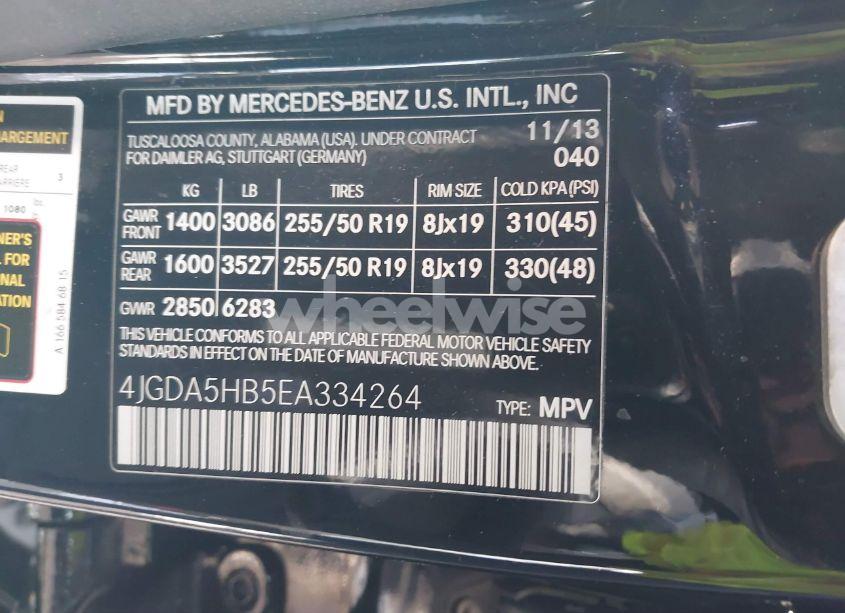 Photo 9 of 2014 Mercedes-benz Ml 350 4MATIC (VIN 4JGDA5HB5EA334264)