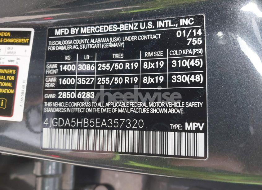 Photo 9 of 2014 Mercedes-benz Ml 350 4MATIC (VIN 4JGDA5HB5EA357320)