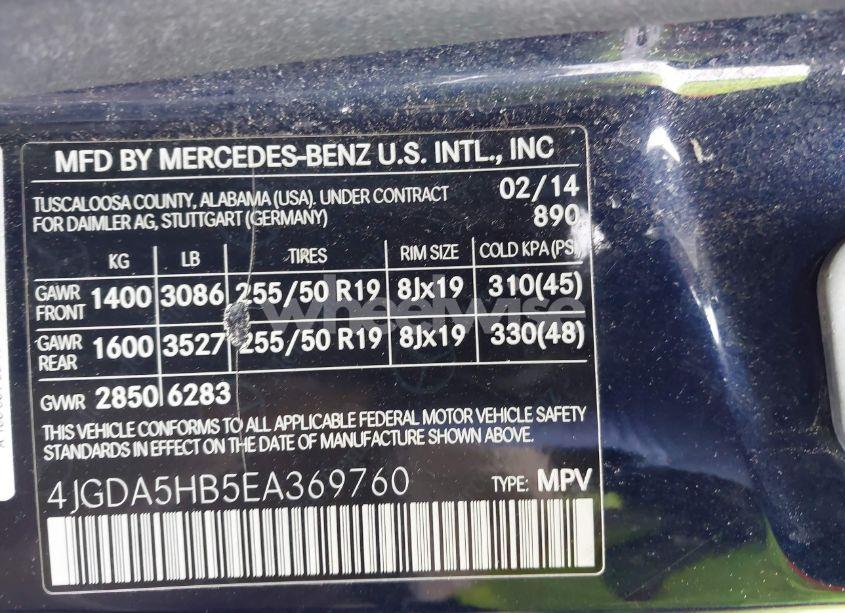 Photo 9 of 2014 Mercedes-benz Ml 350 4MATIC (VIN 4JGDA5HB5EA369760)