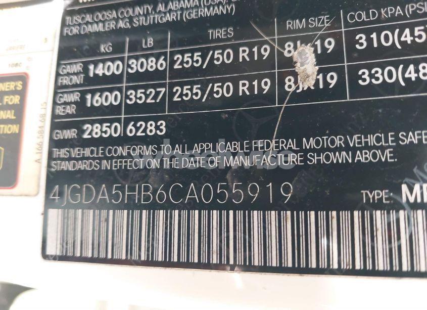 Photo 9 of 2012 Mercedes-benz Ml 350 4MATIC (VIN 4JGDA5HB6CA055919)