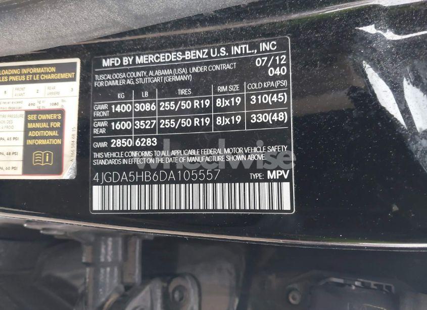 Photo 9 of 2013 Mercedes-benz Ml 350 4MATIC (VIN 4JGDA5HB6DA105557)