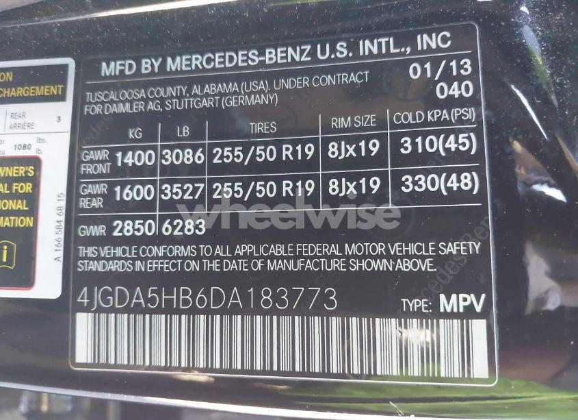 Photo 9 of 2013 Mercedes-benz Ml 350 4MATIC (VIN 4JGDA5HB6DA183773)