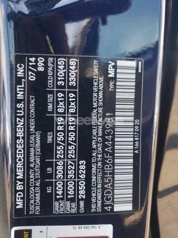 Photo 7 of 2015 MERCEDES-BENZ ML 350 4MATIC (VIN 4JGDA5HB6FA443981)