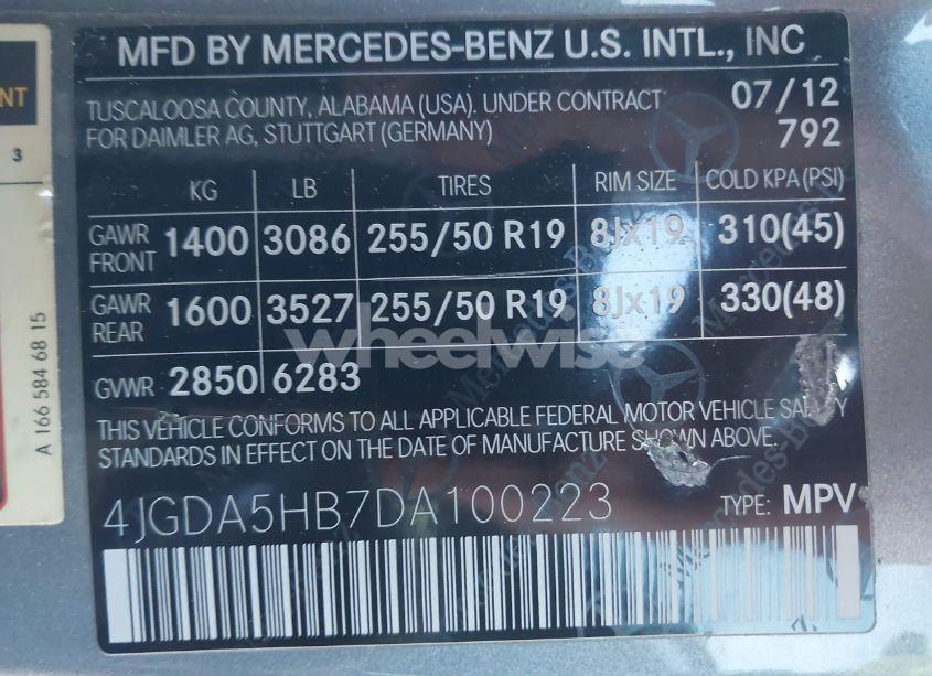 Photo 9 of 2013 Mercedes-benz Ml 350 4MATIC (VIN 4JGDA5HB7DA100223)