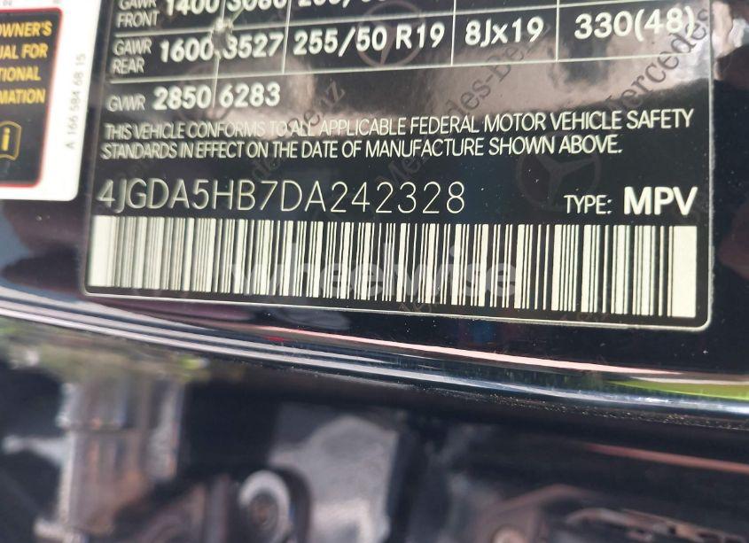 Photo 9 of 2013 Mercedes-benz Ml 350 4MATIC (VIN 4JGDA5HB7DA242328)