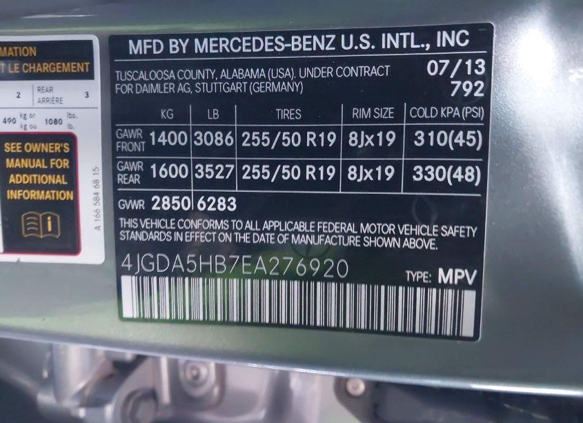 Photo 9 of 2014 Mercedes-benz Ml 350 4MATIC (VIN 4JGDA5HB7EA276920)