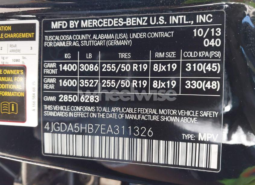 Photo 9 of 2014 Mercedes-benz Ml 350 4MATIC (VIN 4JGDA5HB7EA311326)