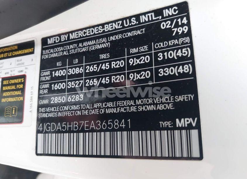 Photo 9 of 2014 Mercedes-benz Ml 350 4MATIC (VIN 4JGDA5HB7EA365841)