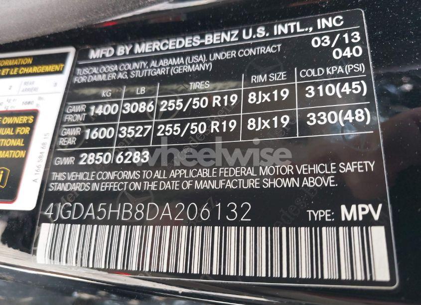 Photo 9 of 2013 Mercedes-benz Ml 350 4MATIC (VIN 4JGDA5HB8DA206132)