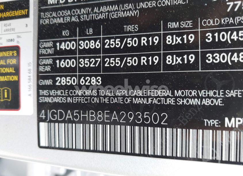 Photo 9 of 2014 Mercedes-benz Ml 350 4MATIC (VIN 4JGDA5HB8EA293502)