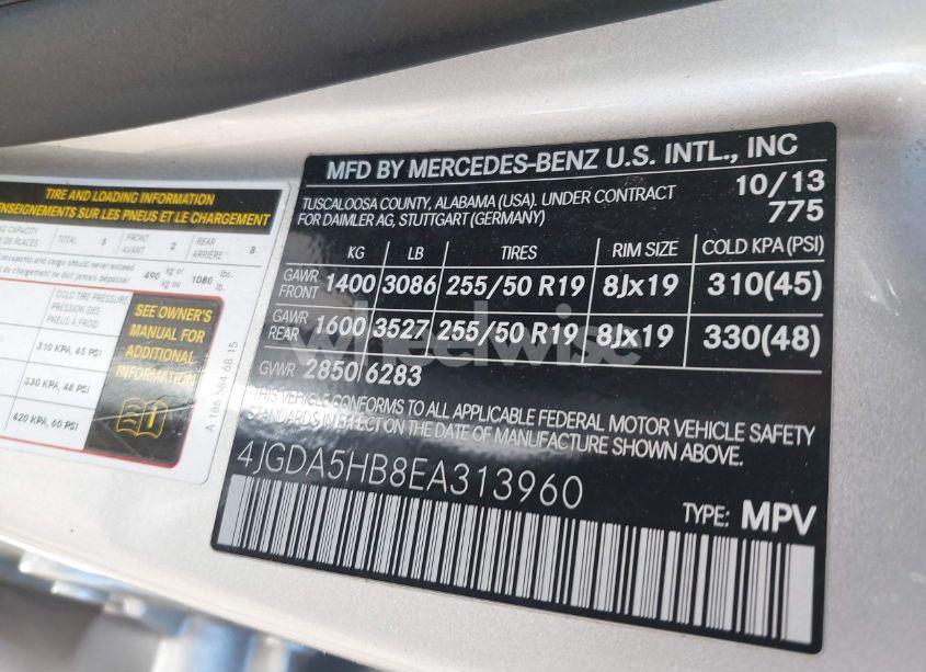 Photo 9 of 2014 Mercedes-benz Ml 350 4MATIC (VIN 4JGDA5HB8EA313960)