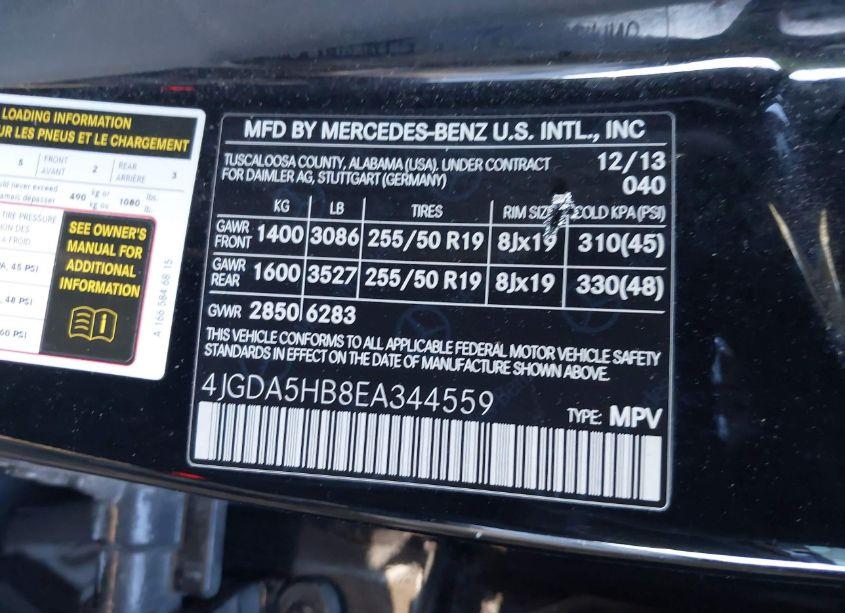 Photo 9 of 2014 Mercedes-benz Ml 350 4MATIC (VIN 4JGDA5HB8EA344559)