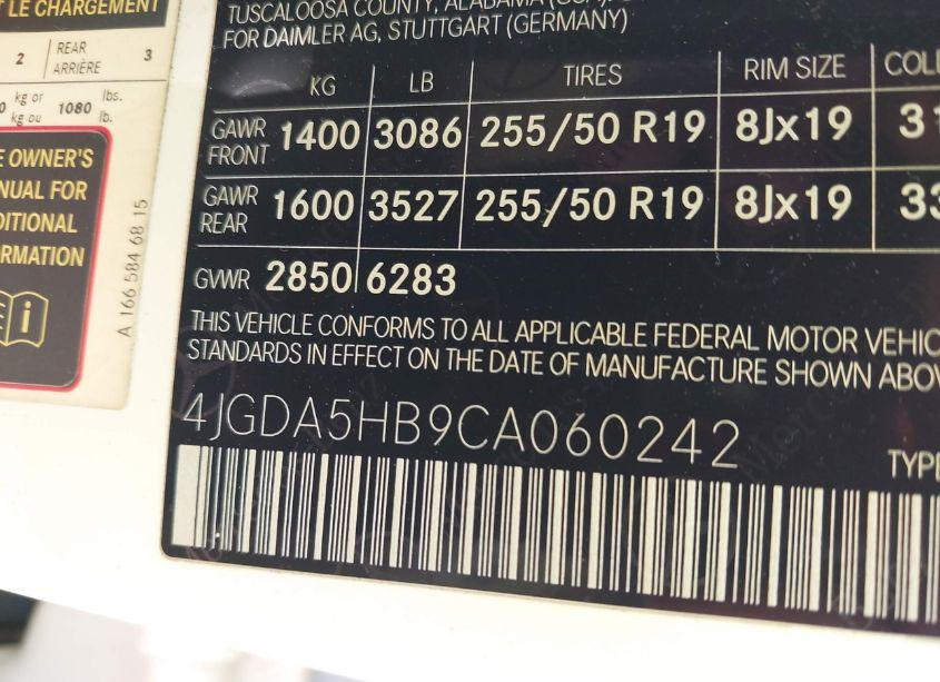 Photo 9 of 2012 Mercedes-benz Ml 350 4MATIC (VIN 4JGDA5HB9CA060242)