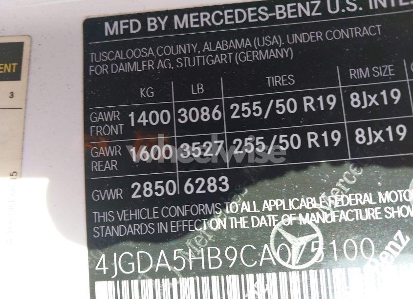 Photo 9 of 2012 Mercedes-benz Ml 350 4MATIC (VIN 4JGDA5HB9CA075100)