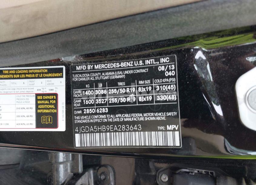 Photo 9 of 2014 Mercedes-benz Ml 350 4MATIC (VIN 4JGDA5HB9EA283643)