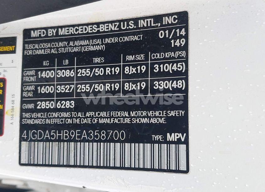 Photo 9 of 2014 Mercedes-benz Ml 350 4MATIC (VIN 4JGDA5HB9EA358700)