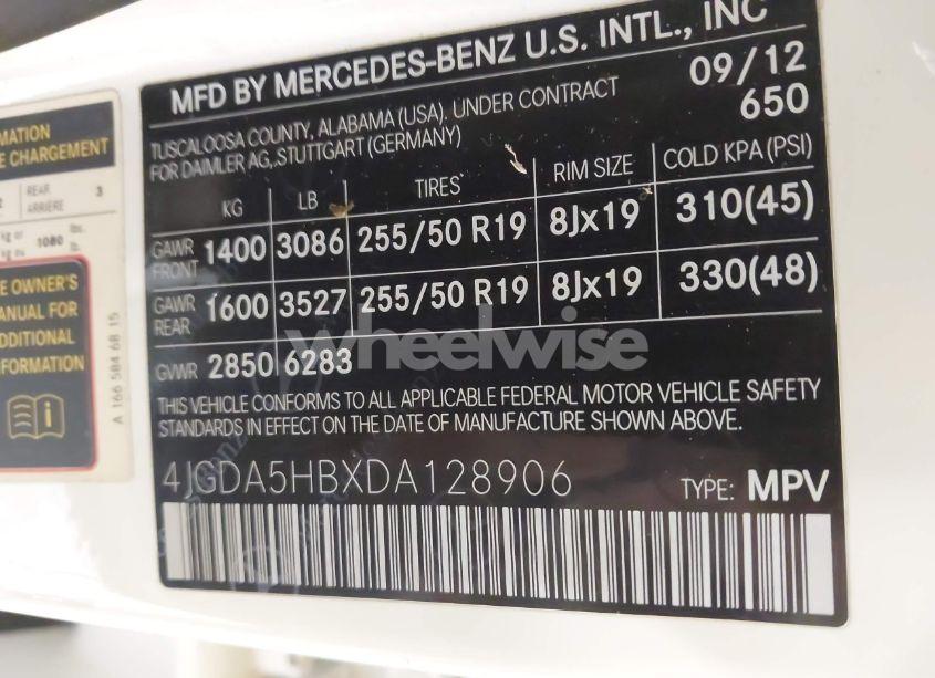 Photo 9 of 2013 Mercedes-benz Ml 350 4MATIC (VIN 4JGDA5HBXDA128906)