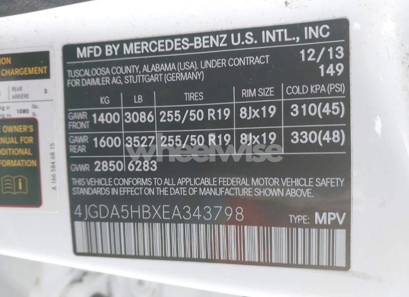 Photo 9 of 2014 Mercedes-benz Ml 350 4MATIC (VIN 4JGDA5HBXEA343798)