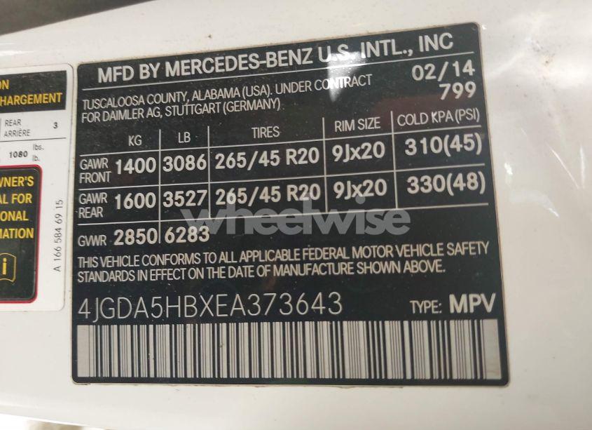 Photo 9 of 2014 Mercedes-benz Ml 350 4MATIC (VIN 4JGDA5HBXEA373643)