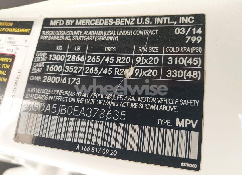 Photo 9 of 2014 Mercedes-benz Ml 350 (VIN 4JGDA5JB0EA378635)