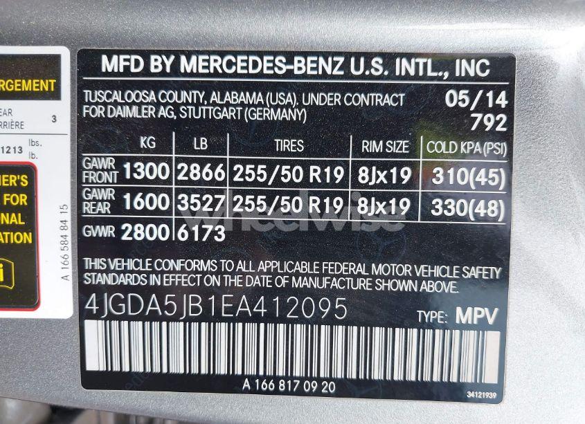 Photo 9 of 2014 Mercedes-benz Ml 350 (VIN 4JGDA5JB1EA412095)