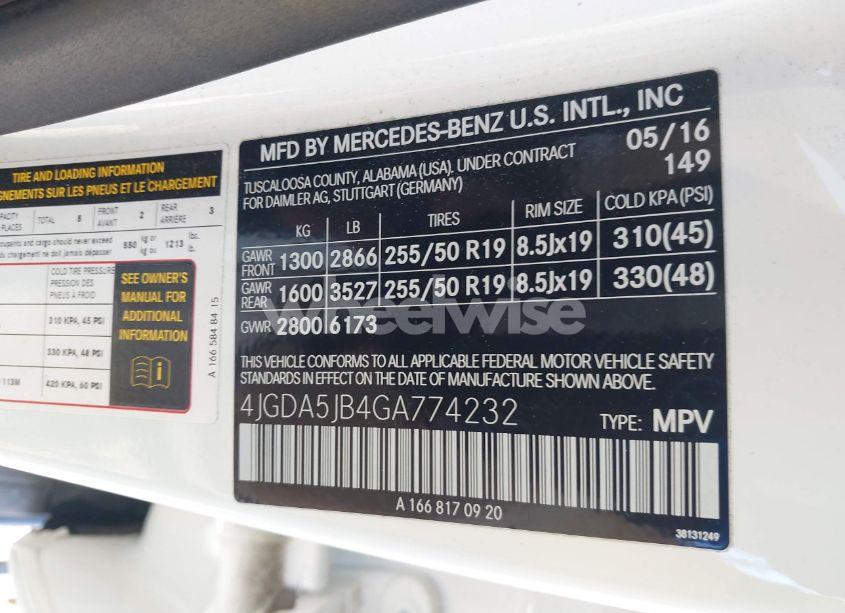 Photo 9 of 2016 Mercedes-benz Gle 350 (VIN 4JGDA5JB4GA774232)