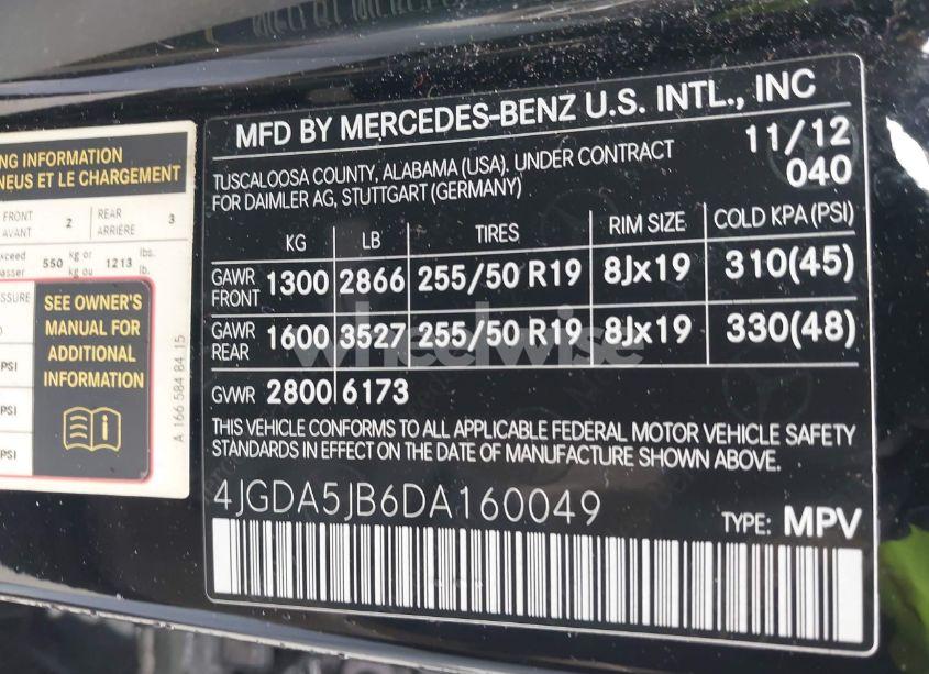 Photo 9 of 2013 Mercedes-benz Ml 350 (VIN 4JGDA5JB6DA160049)