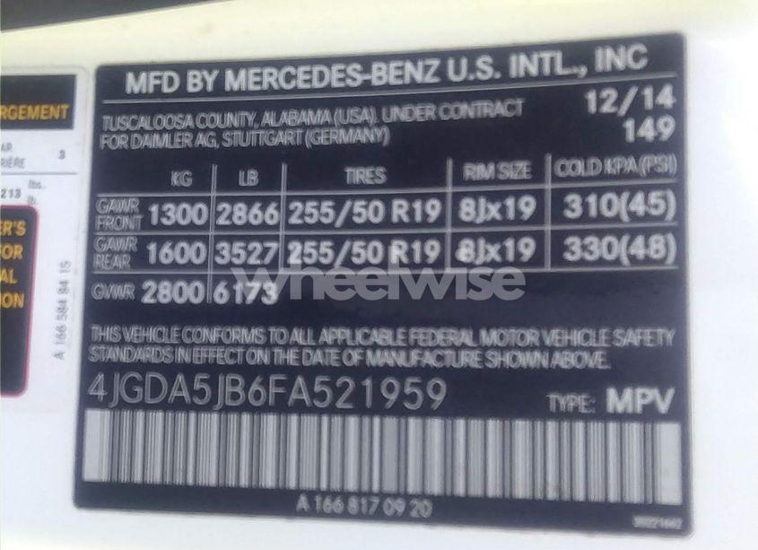 Photo 9 of 2015 Mercedes-benz Ml 350 (VIN 4JGDA5JB6FA521959)