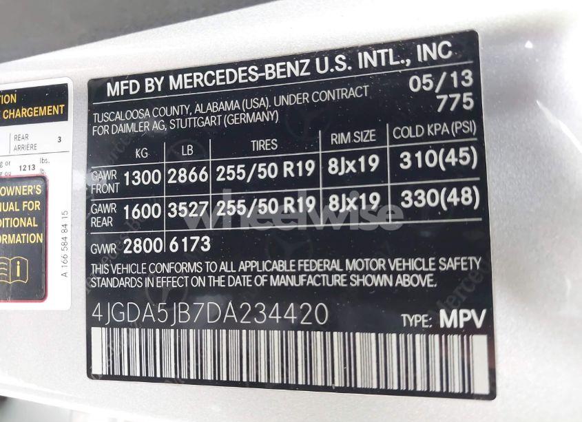Photo 9 of 2013 Mercedes-benz Ml 350 (VIN 4JGDA5JB7DA234420)