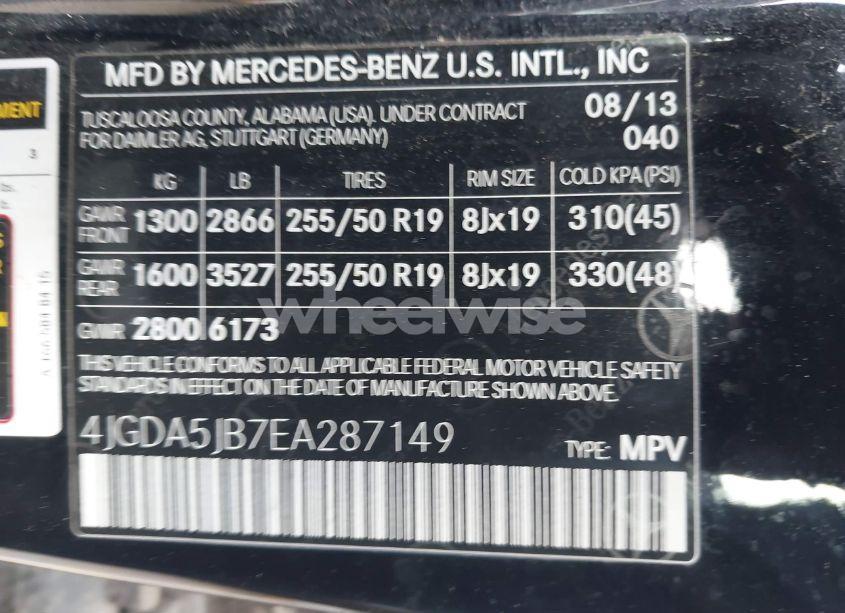 Photo 9 of 2014 Mercedes-benz Ml 350 (VIN 4JGDA5JB7EA287149)