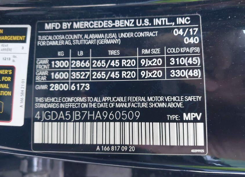 Photo 9 of 2017 Mercedes-benz Gle 350 (VIN 4JGDA5JB7HA960509)