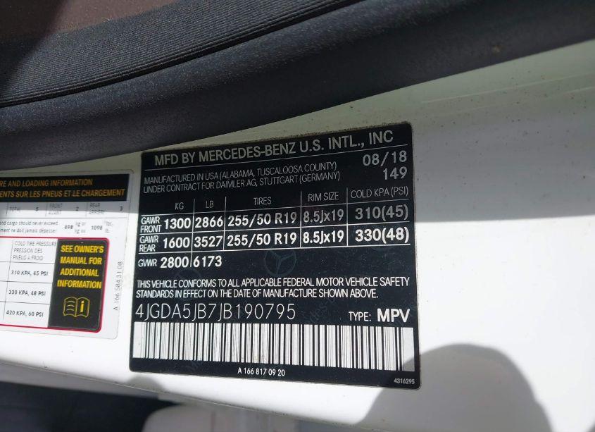 Photo 9 of 2018 Mercedes-benz Gle 350 (VIN 4JGDA5JB7JB190795)