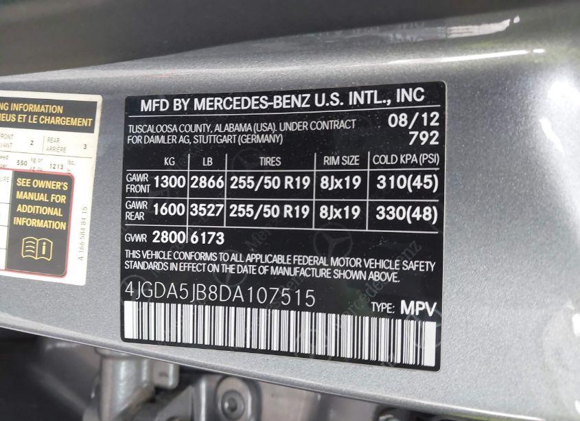 Photo 9 of 2013 Mercedes-benz Ml 350 (VIN 4JGDA5JB8DA107515)