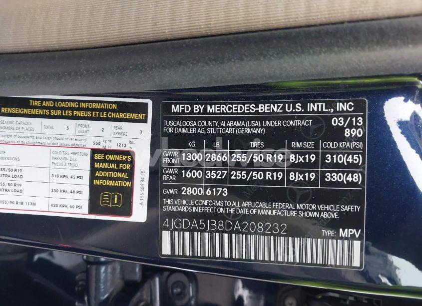 Photo 9 of 2013 Mercedes-benz Ml 350 (VIN 4JGDA5JB8DA208232)