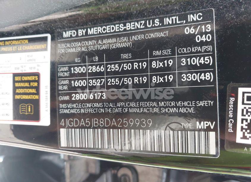 Photo 9 of 2013 Mercedes-benz Ml 350 (VIN 4JGDA5JB8DA259939)