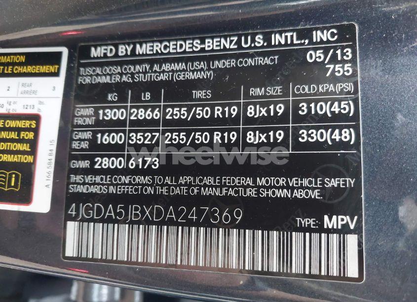 Photo 9 of 2013 Mercedes-benz Ml 350 (VIN 4JGDA5JBXDA247369)