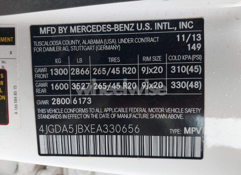 Photo 9 of 2014 Mercedes-benz Ml 350 (VIN 4JGDA5JBXEA330656)