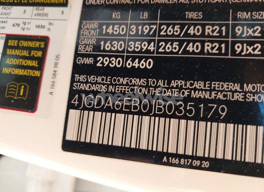 Photo 9 of 2018 Mercedes-benz Amg GLE 43 4MATIC (VIN 4JGDA6EB0JB035179)