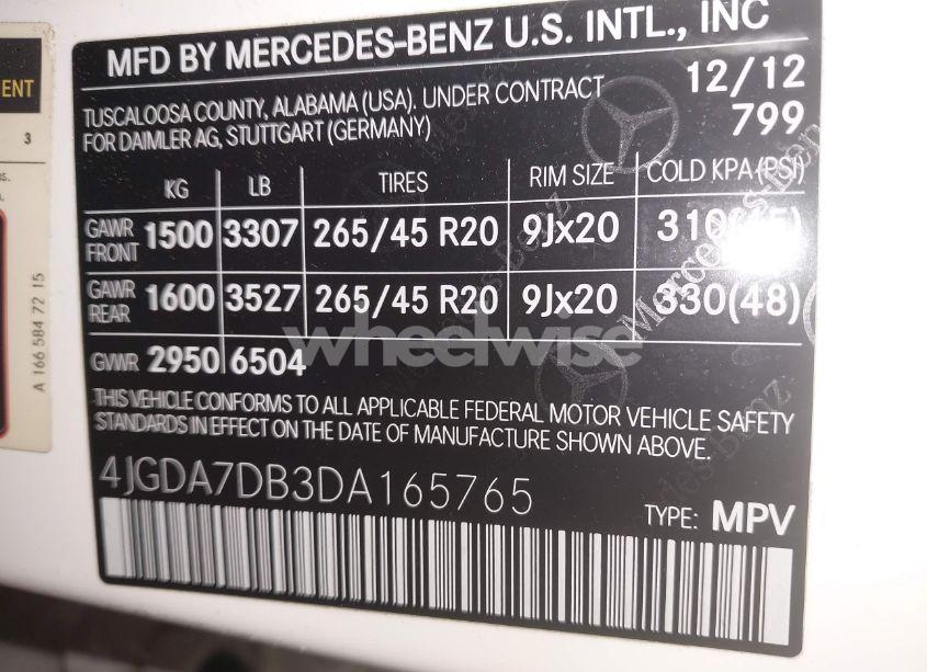 Photo 9 of 2013 Mercedes-benz Ml 550 4MATIC (VIN 4JGDA7DB3DA165765)