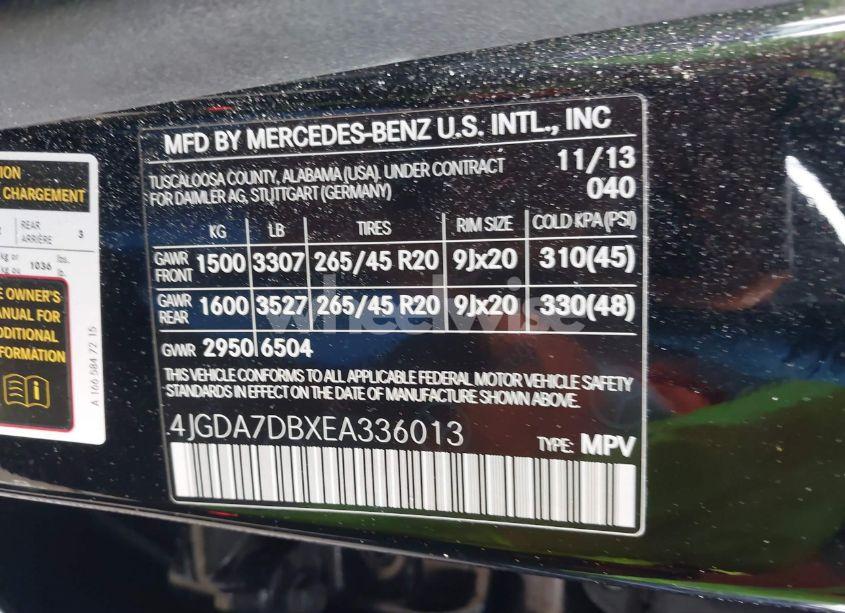 Photo 9 of 2014 Mercedes-benz Ml 550 4MATIC (VIN 4JGDA7DBXEA336013)