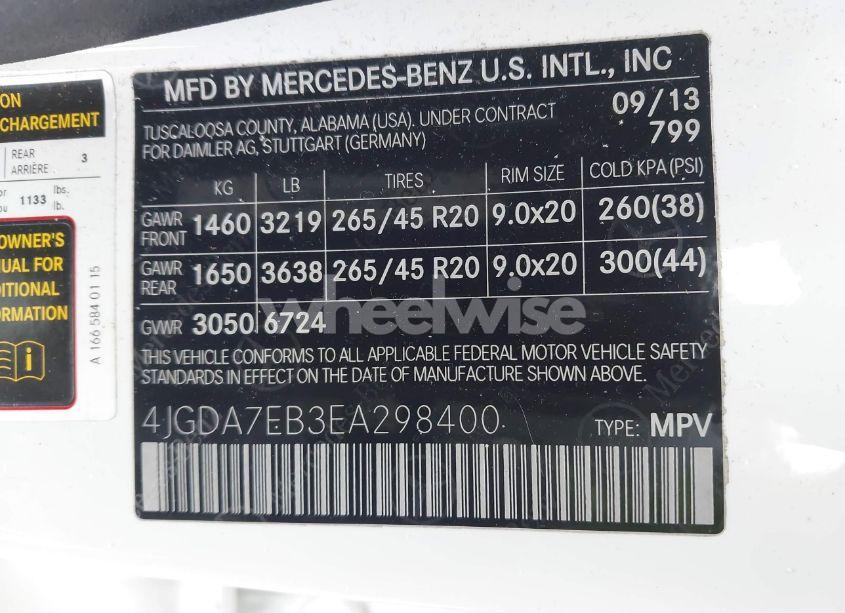 Photo 9 of 2014 Mercedes-benz Ml 63 AMG 4MATIC (VIN 4JGDA7EB3EA298400)