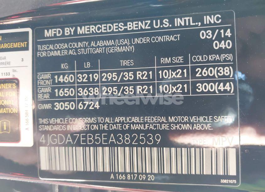 Photo 9 of 2014 Mercedes-benz Ml63amg N/A (VIN 4JGDA7EB5EA382539)