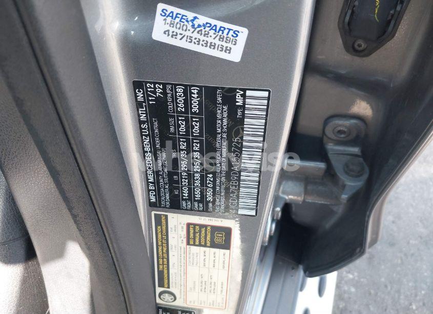 Photo 9 of 2013 Mercedes-benz Ml 63 AMG 4MATIC (VIN 4JGDA7EB9DA155725)