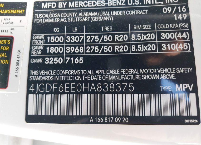 Photo 9 of 2017 Mercedes-benz Gls 450 4MATIC (VIN 4JGDF6EE0HA838375)