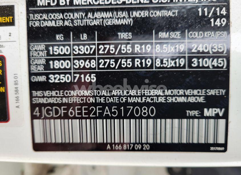 Photo 9 of 2015 Mercedes-benz Gl (VIN 4JGDF6EE2FA517080)