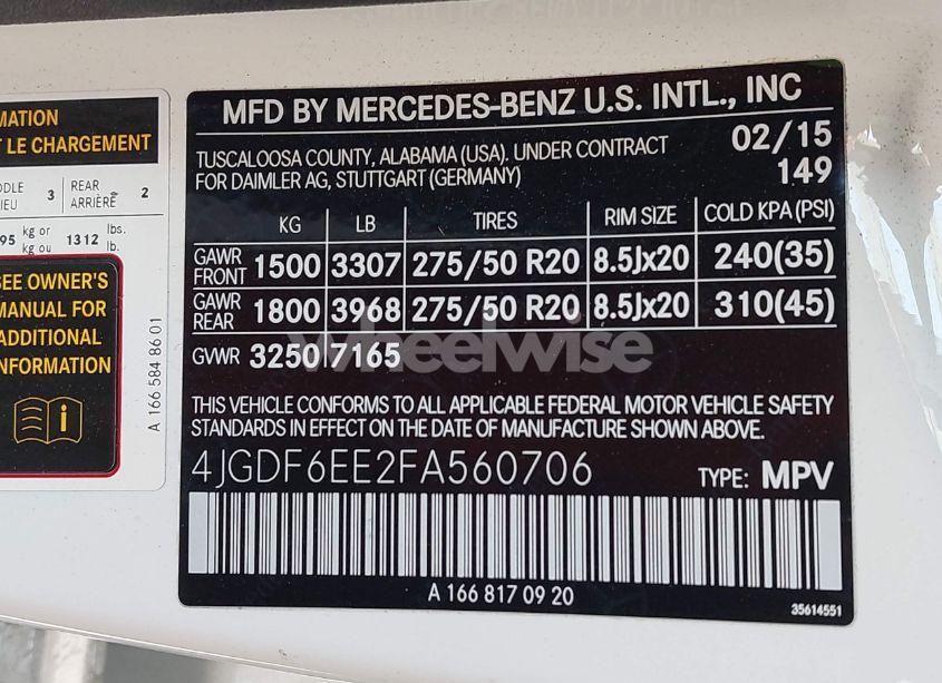 Photo 9 of 2015 Mercedes-benz Gl 450 4MATIC (VIN 4JGDF6EE2FA560706)